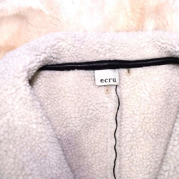 Ecru Anthropologie Suede Sherpa Lined jacket Size Small Black - Picture 12 of 14